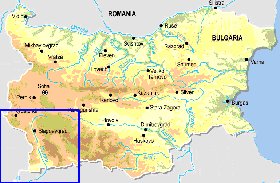 Fisica mapa de Bulgaria em ingles