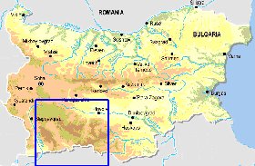 Fisica mapa de Bulgaria em ingles