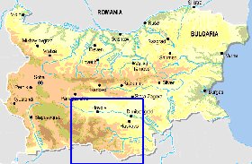 Fisica mapa de Bulgaria em ingles