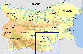 Fisica mapa de Bulgaria em ingles