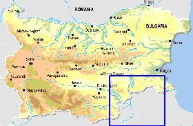 Fisica mapa de Bulgaria em ingles