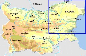 Fisica mapa de Bulgaria em ingles