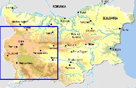 Fisica mapa de Bulgaria em ingles