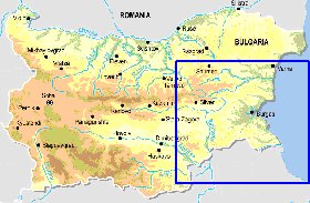 Fisica mapa de Bulgaria em ingles