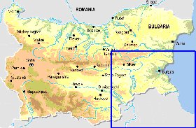 Fisica mapa de Bulgaria em ingles