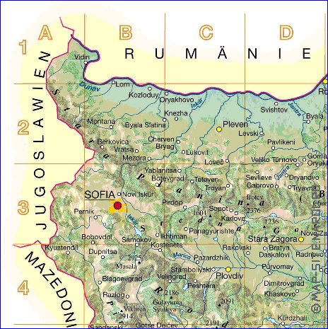 Fisica mapa de Bulgaria em alemao