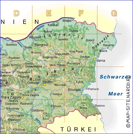 Fisica mapa de Bulgaria em alemao