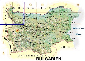 Physique carte de Bulgarie en allemand