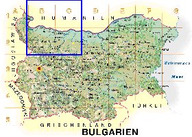 Physique carte de Bulgarie en allemand