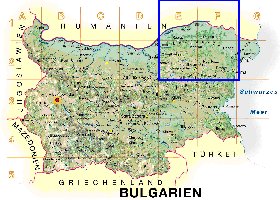 Physique carte de Bulgarie en allemand