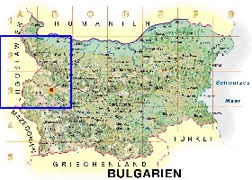 Physique carte de Bulgarie en allemand