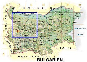 Physique carte de Bulgarie en allemand