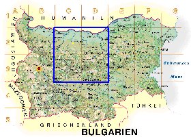 Physique carte de Bulgarie en allemand