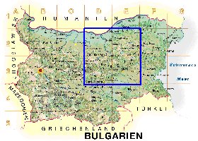 Physique carte de Bulgarie en allemand