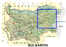 Physique carte de Bulgarie en allemand