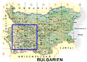 Physique carte de Bulgarie en allemand