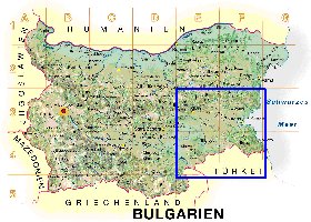 Physique carte de Bulgarie en allemand