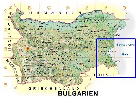 Physique carte de Bulgarie en allemand