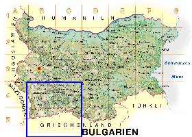 Physique carte de Bulgarie en allemand