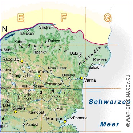 Fisica mapa de Bulgaria em alemao