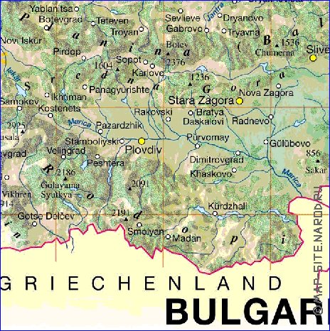 Fisica mapa de Bulgaria em alemao