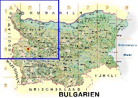 Physique carte de Bulgarie en allemand