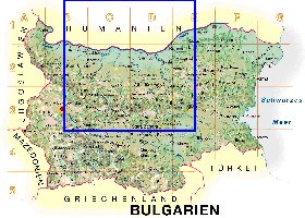 Physique carte de Bulgarie en allemand