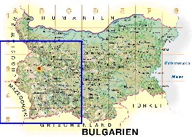 Physique carte de Bulgarie en allemand