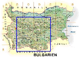 Physique carte de Bulgarie en allemand