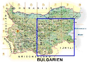 Physique carte de Bulgarie en allemand