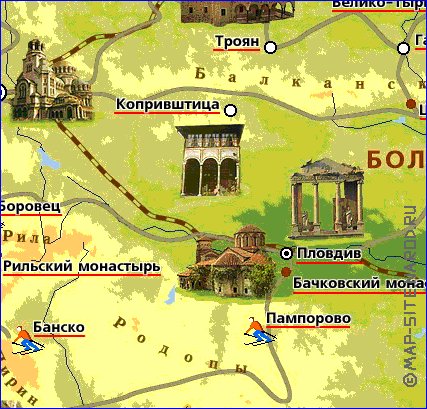 Physique carte de Bulgarie