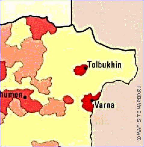 carte de de la densite de population Bulgarie