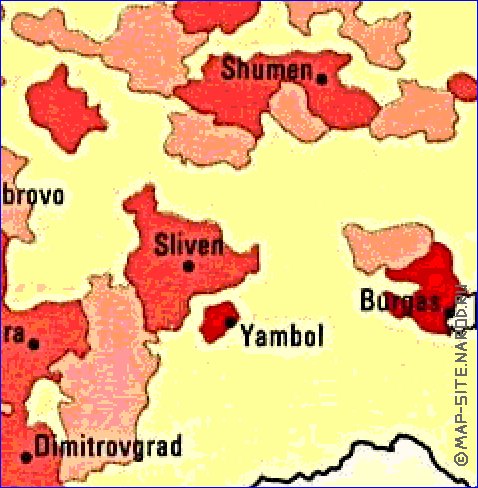 carte de de la densite de population Bulgarie