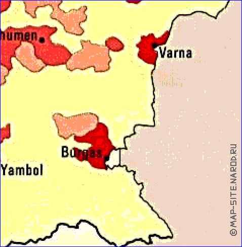 carte de de la densite de population Bulgarie