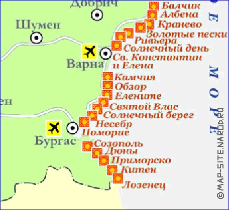 Turismo mapa de Bulgaria