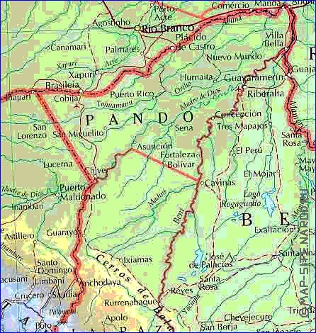 Administratives carte de Bolivie en anglais