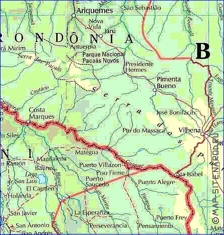 Administrativa mapa de Bolivia em ingles