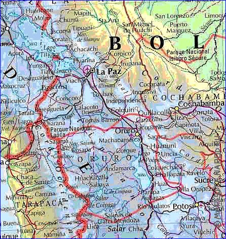 Administrativa mapa de Bolivia em ingles