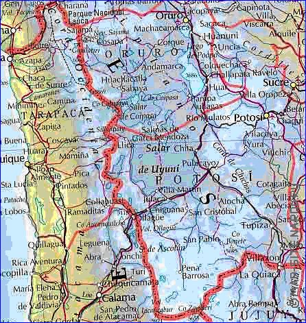 Administrativa mapa de Bolivia em ingles