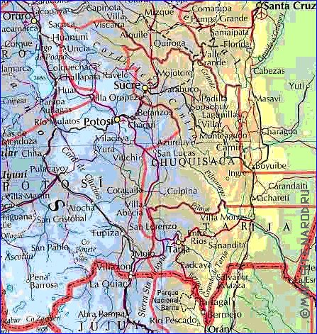 Administrativa mapa de Bolivia em ingles