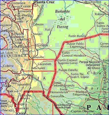 Administrativa mapa de Bolivia em ingles