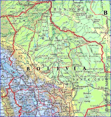 Administrativa mapa de Bolivia em ingles