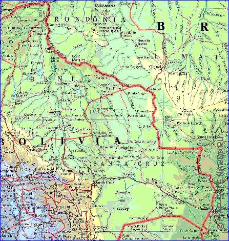 Administrativa mapa de Bolivia em ingles