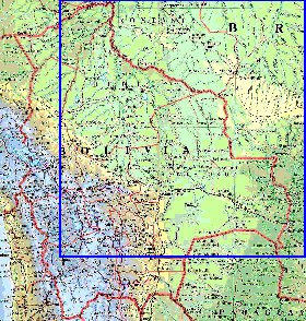 Administrativa mapa de Bolivia em ingles