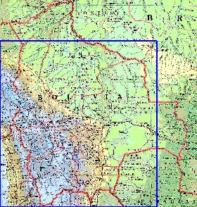 Administrativa mapa de Bolivia em ingles