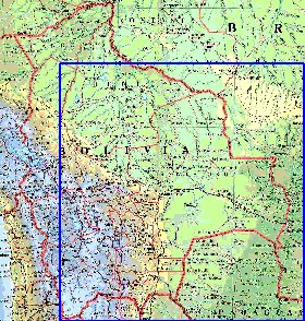 Administrativa mapa de Bolivia em ingles