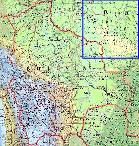 Administrativa mapa de Bolivia em ingles