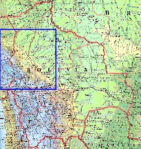 Administrativa mapa de Bolivia em ingles