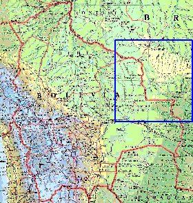 Administrativa mapa de Bolivia em ingles