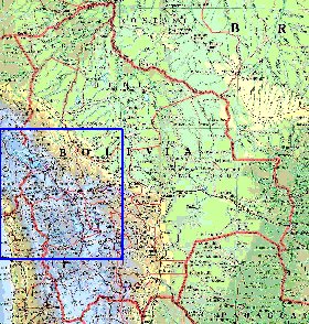 Administrativa mapa de Bolivia em ingles